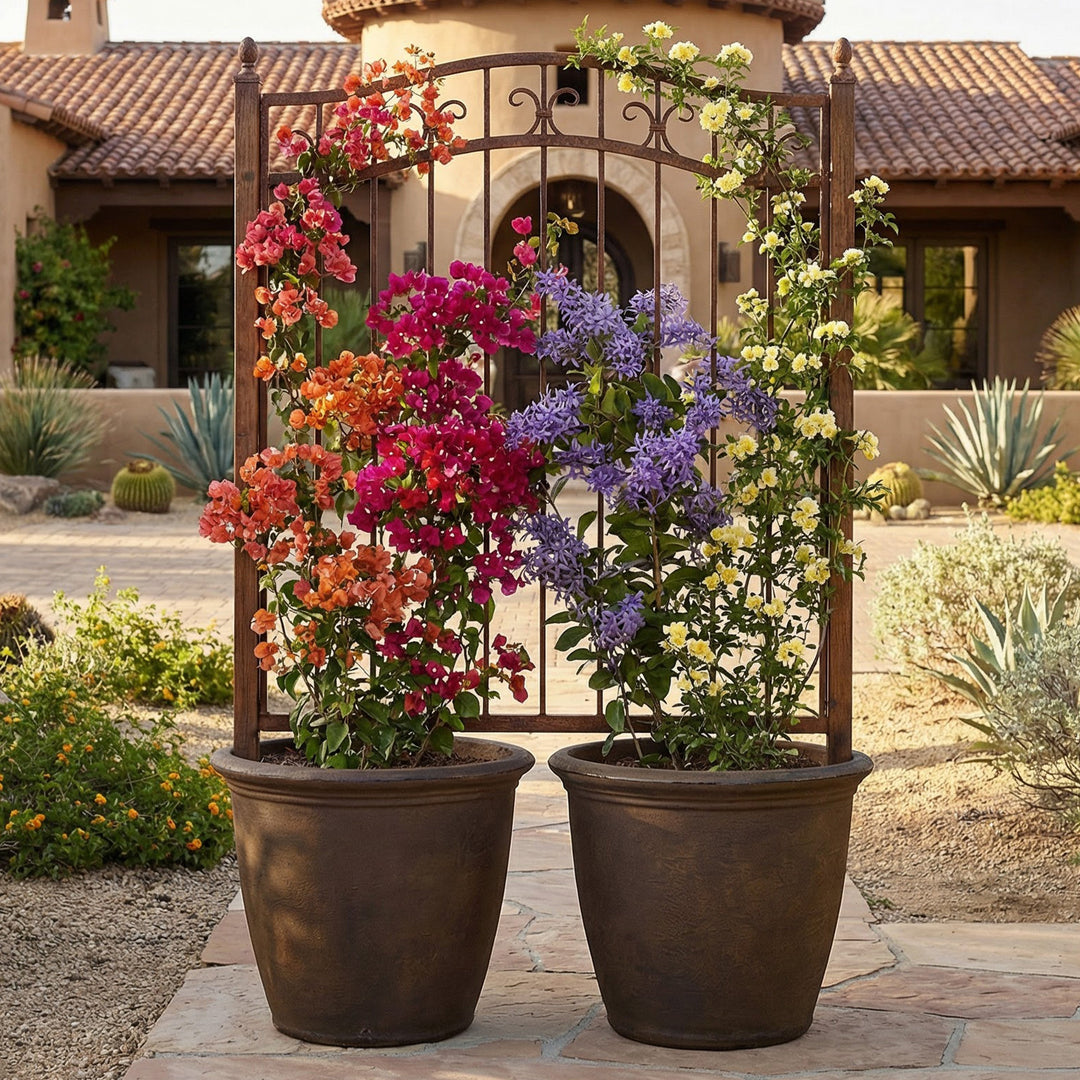 Anjelica Polyresin Large Round Outdoor Planter