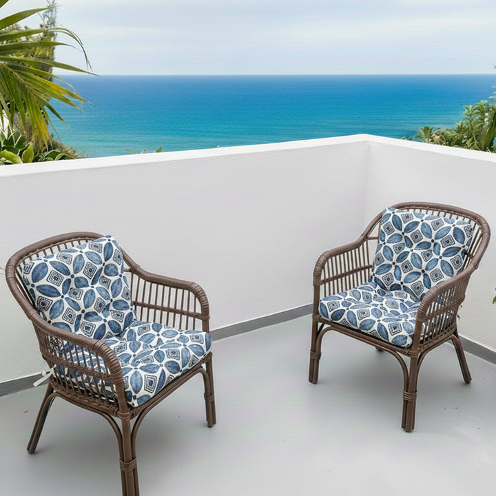 Outdoor Chair Cushions Set of 2 - Waterproof Tufted Seat Pads