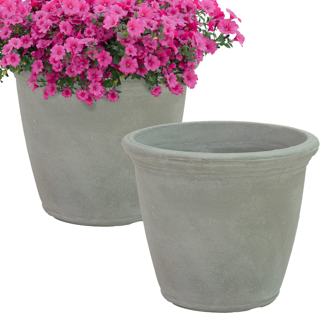 Anjelica Polyresin Large Round Outdoor Planter
