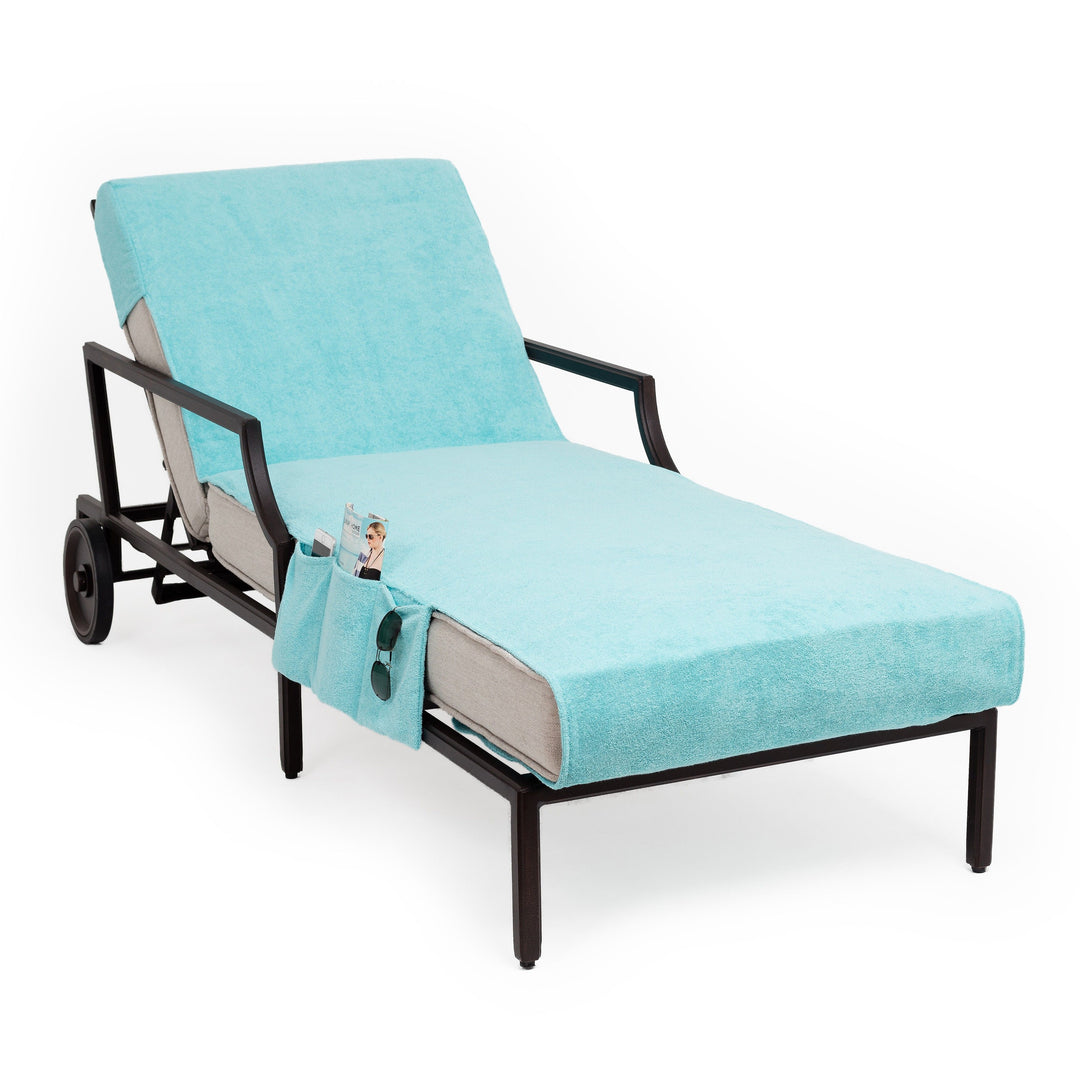100% Premium Turkish Cotton Chaise Lounge Cover with Pockets
