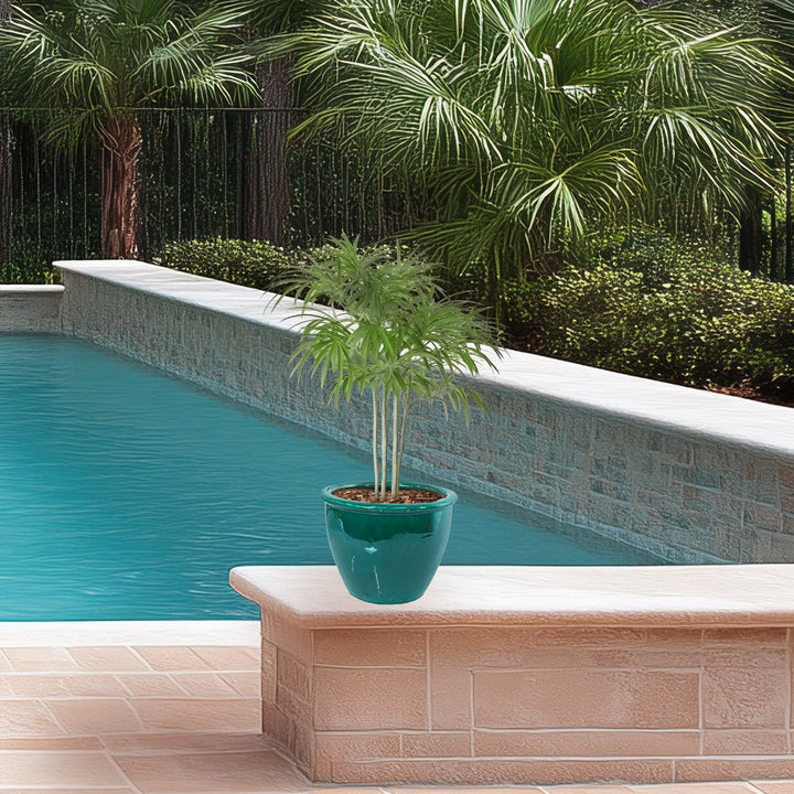Round Glazed Ceramic Planter with Drainage