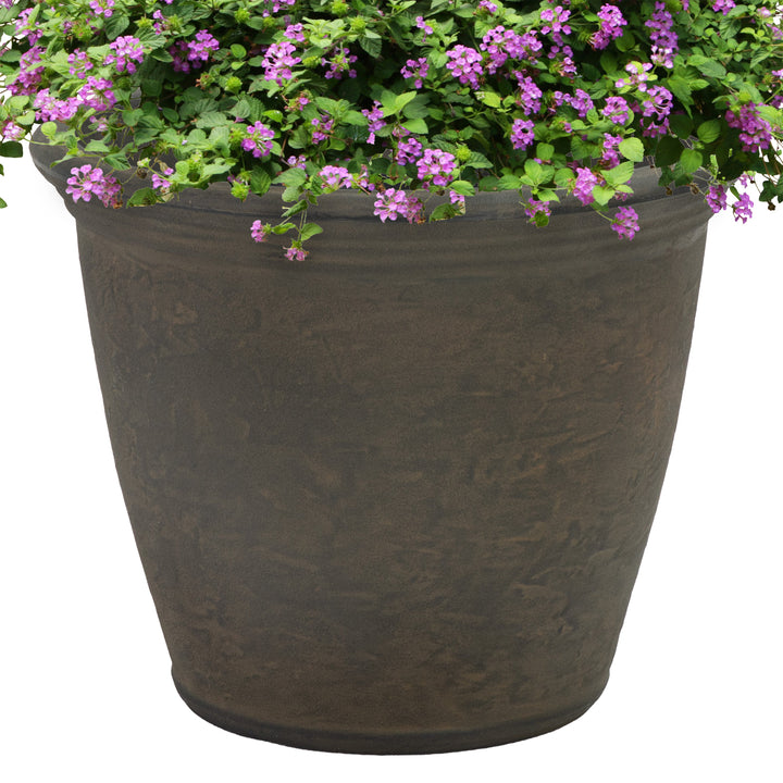 Anjelica Polyresin Large Round Outdoor Planter
