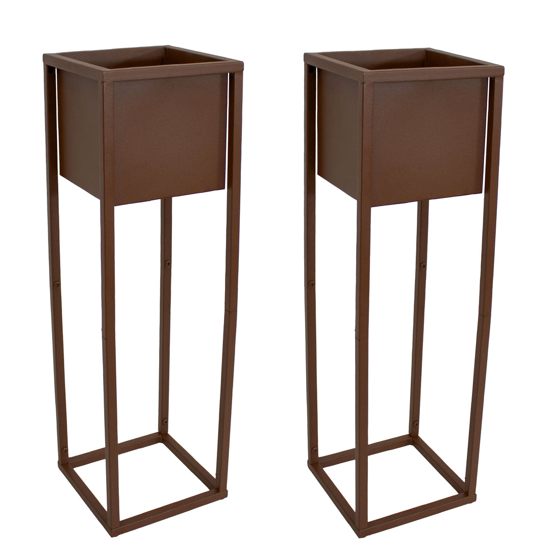 Modern Simplicity Metal Planter Boxes with Legs - Set of 2