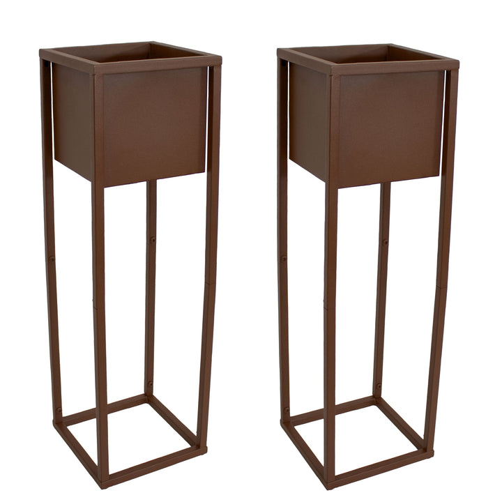 Modern Simplicity Metal Planter Boxes with Legs - Set of 2
