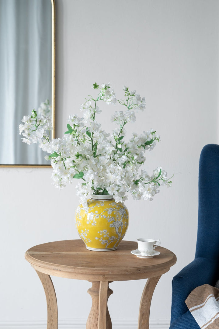 Decorative Yellow and White Accent Vase