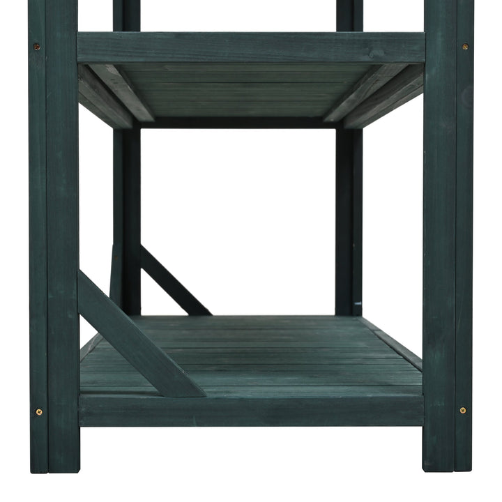 TOPMAX 65" Large Wooden Farmhouse Rustic Outdoor Potting Bench Table