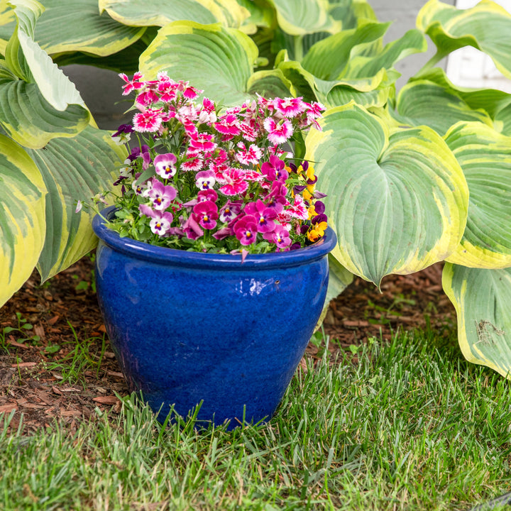 Glazed Ceramic Planter with Drainage Holes - Set of 2