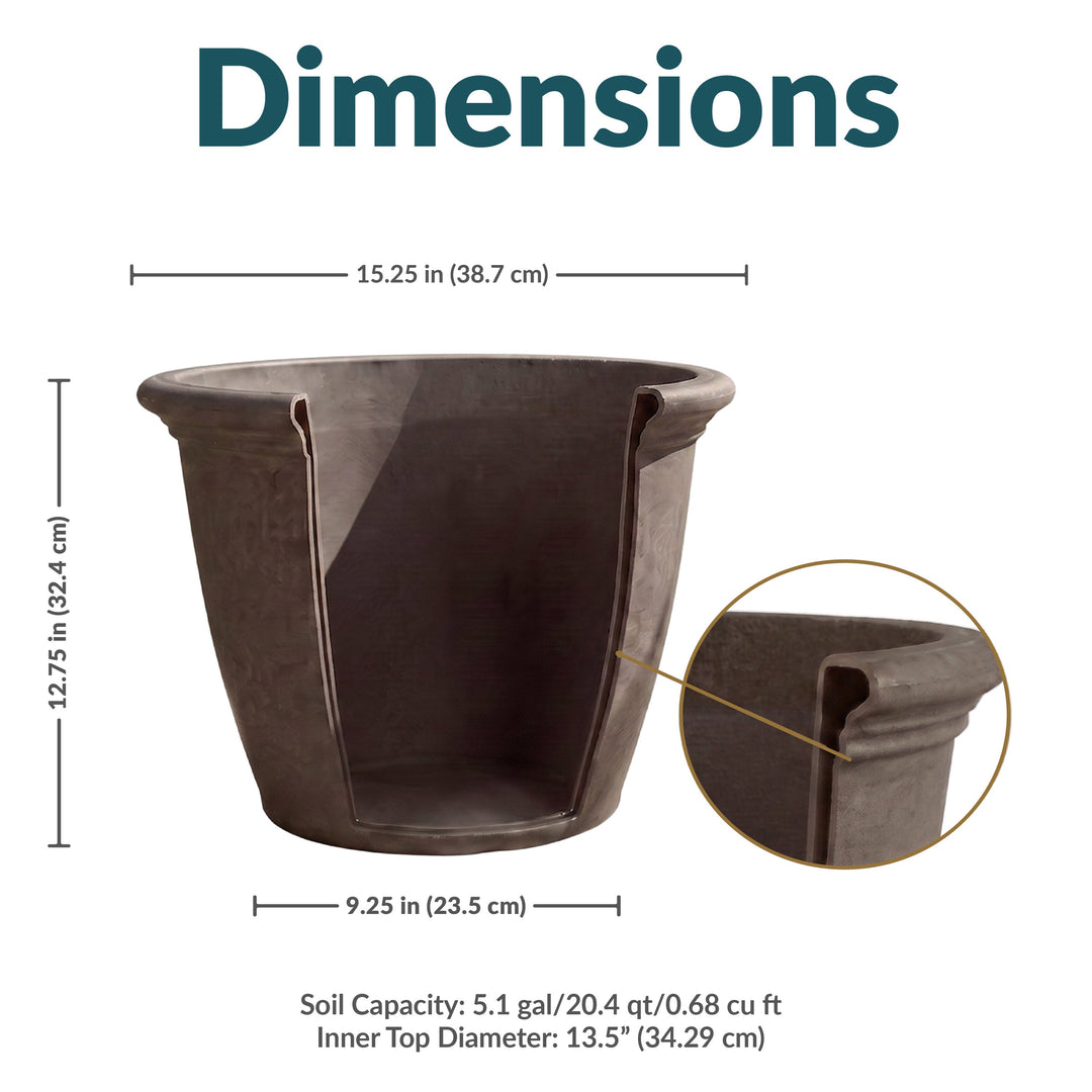 Anjelica Polyresin Large Round Outdoor Planter