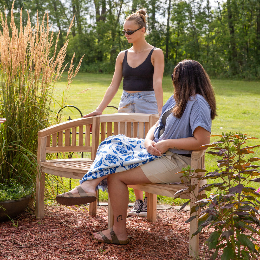 Outdoor Wooden Teak Banana Bench for Garden or Patio - 59" W