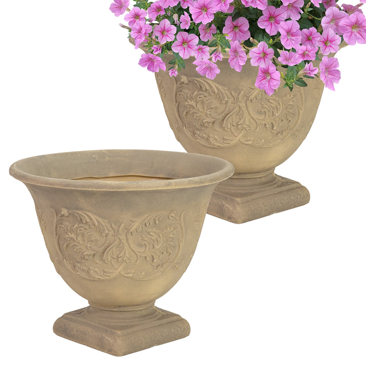 Darcy Polyresin Outdoor Pedestal Planter Urn - 16"