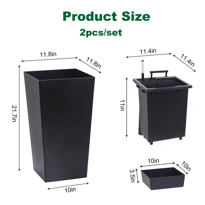 22" Tall Planter Set of 2, Outdoor &amp; Indoor