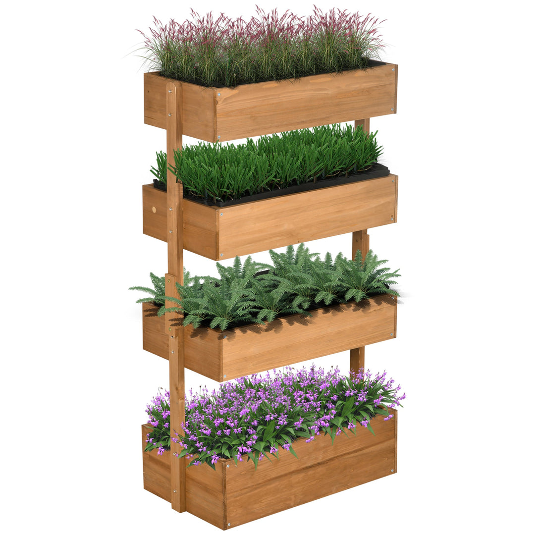 Outsunny Vertical Garden Planter, Wooden 4 Tier Planter Box
