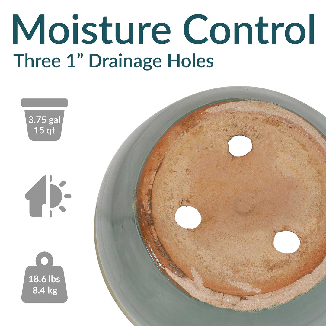 Round Glazed Ceramic Planter with Drainage