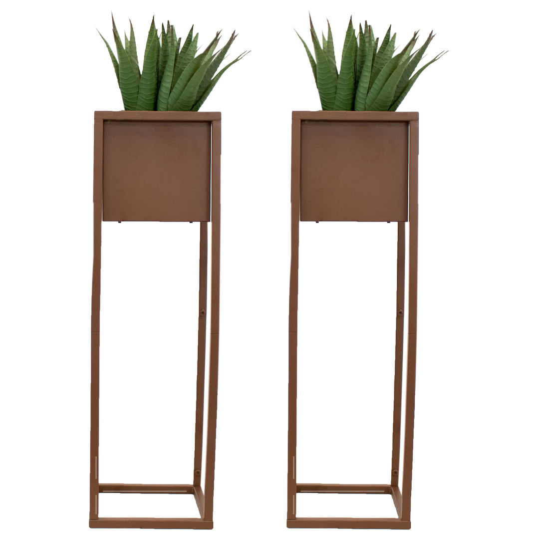 Modern Simplicity Metal Planter Boxes with Legs - Set of 2
