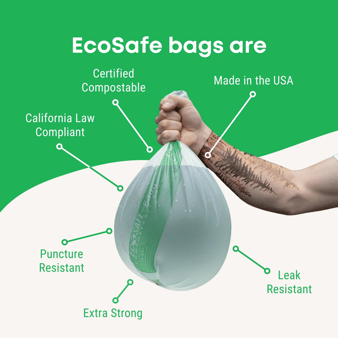EcoSafe 8 Gal Compostable Bag/Liner - 21X25 Convenience (1-Roll Pack, QTY:12)