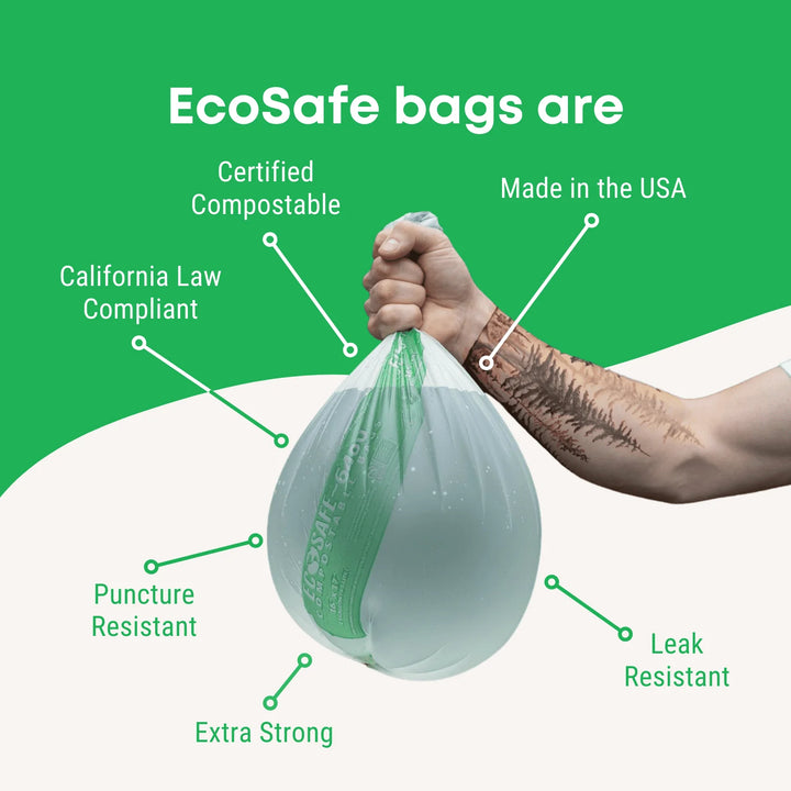 EcoSafe 8 Gal Compostable Bag/Liner - 21X25 Convenience (1-Roll Pack, QTY:12)