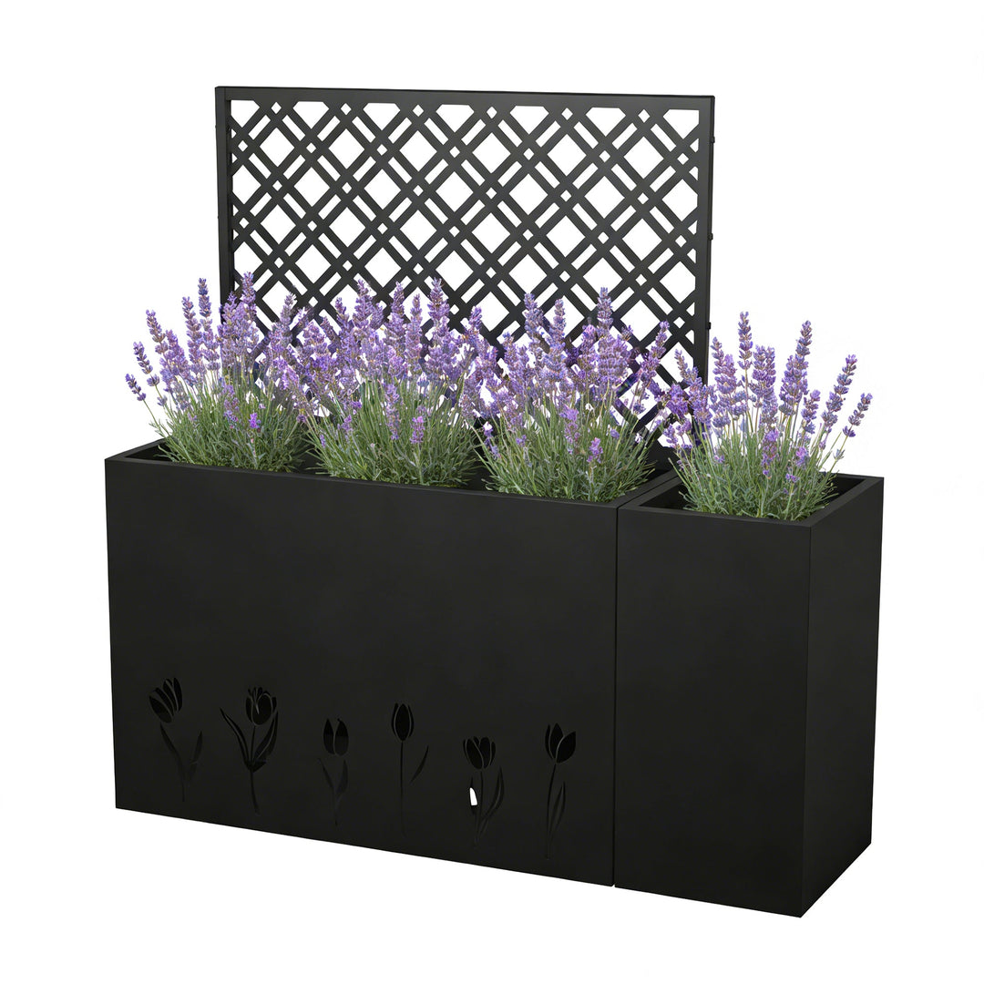 2-Piece Metal Planter Box with Trellis