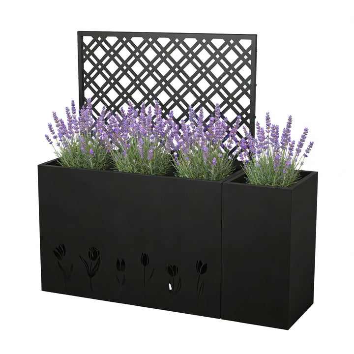 2-Piece Metal Planter Box with Trellis