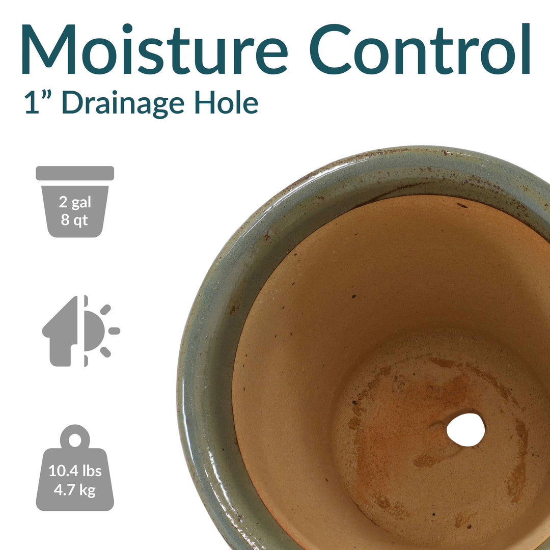 Glazed Ceramic Planter with Drainage Holes - Set of 2