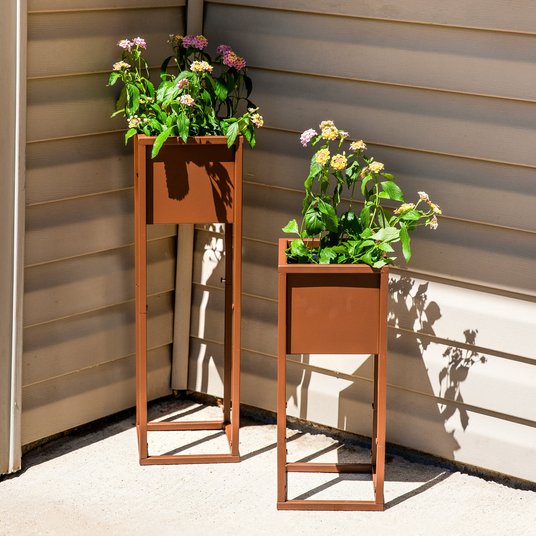 Modern Simplicity Metal Planter Boxes with Legs - 19.75" H and 27" H