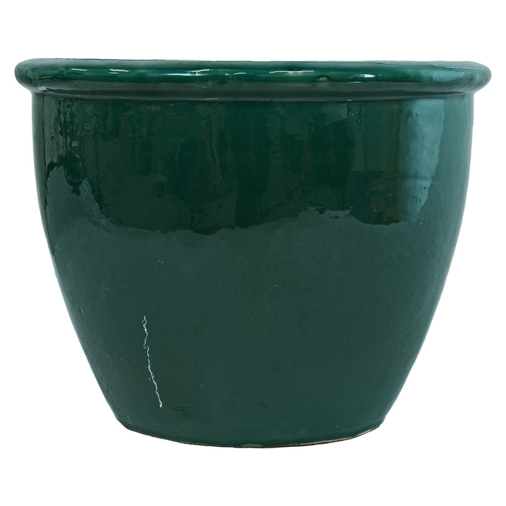 Round Glazed Ceramic Planter with Drainage