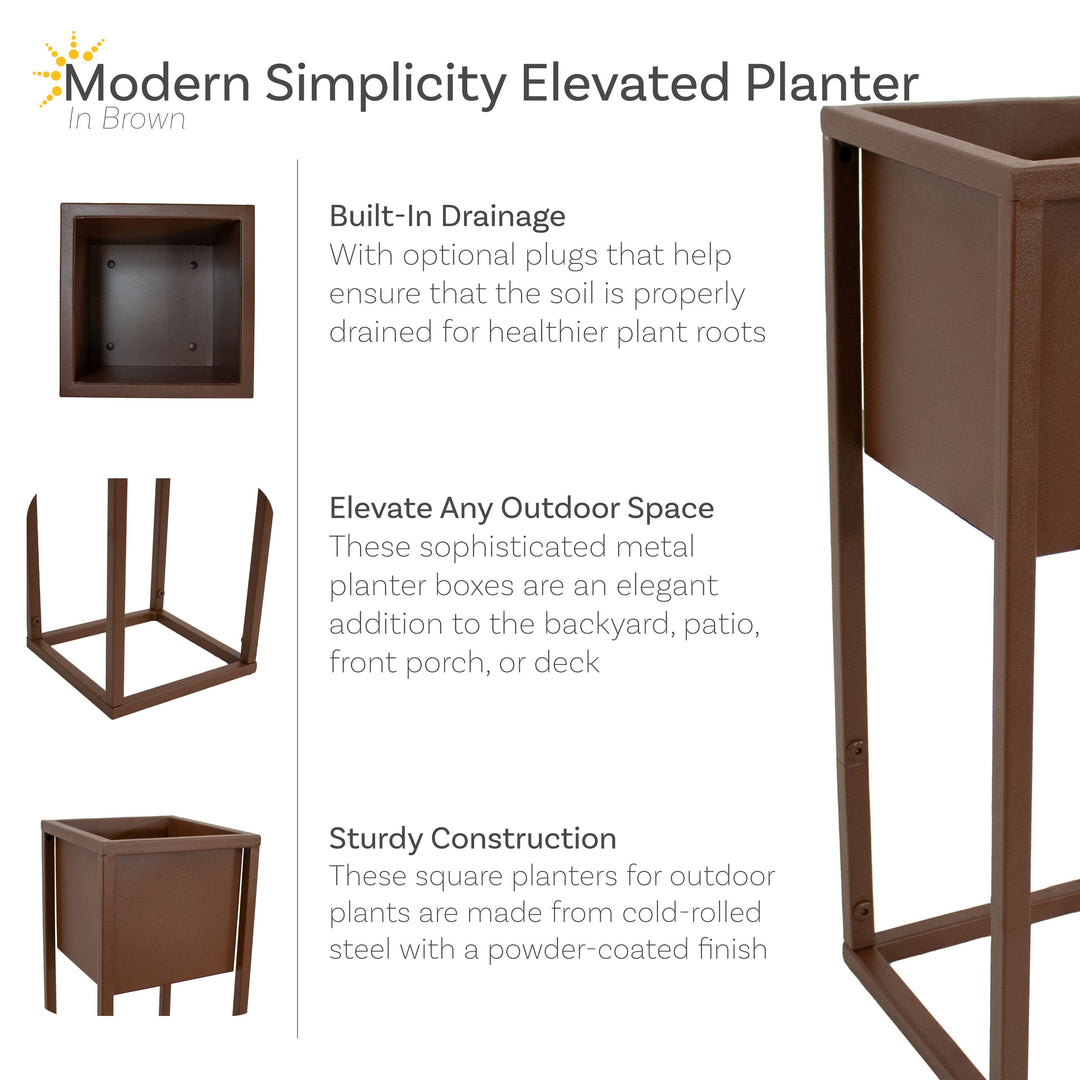 Modern Simplicity Metal Planter Boxes with Legs - Set of 2