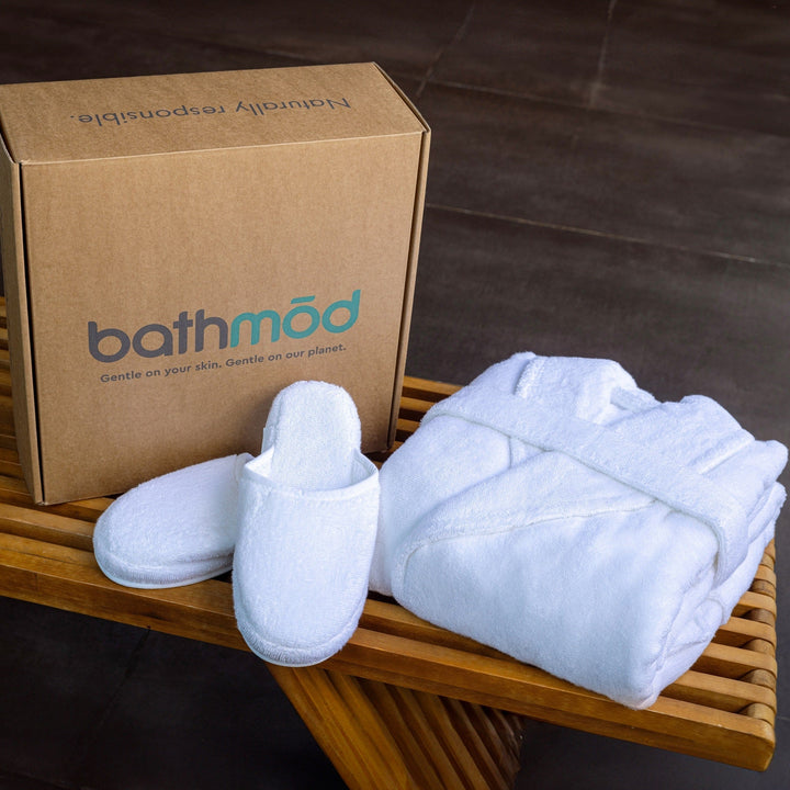 Luxury Organic Bathrobe &amp; Slipper Set