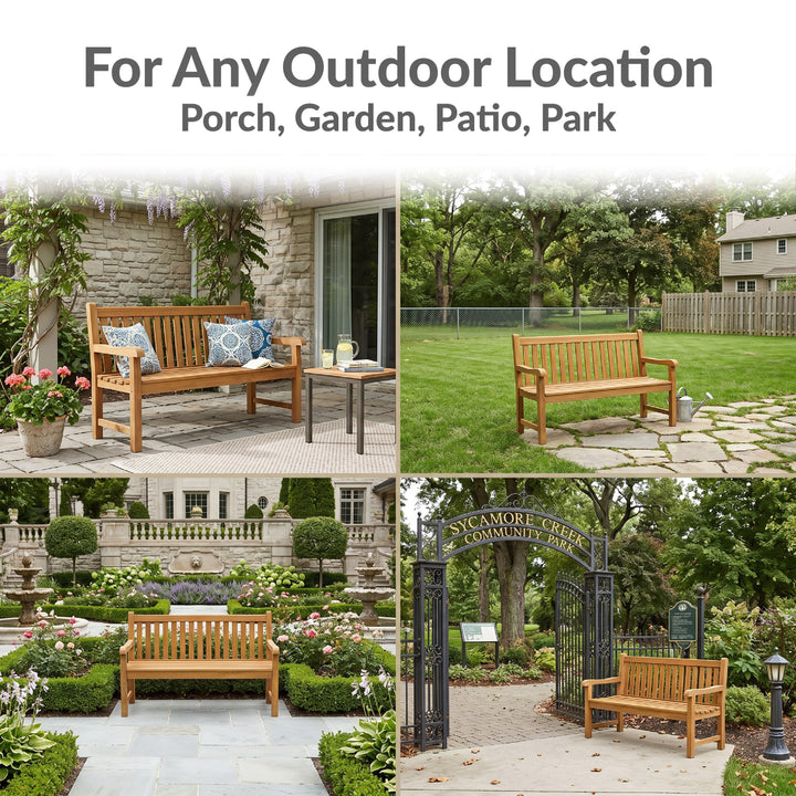 2-Person Teak Patio Bench for Outside