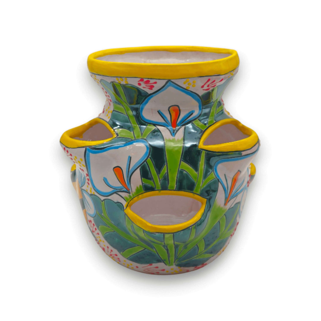 Handmade Talavera Strawberry Pot | Bumble Bee Garden Planter