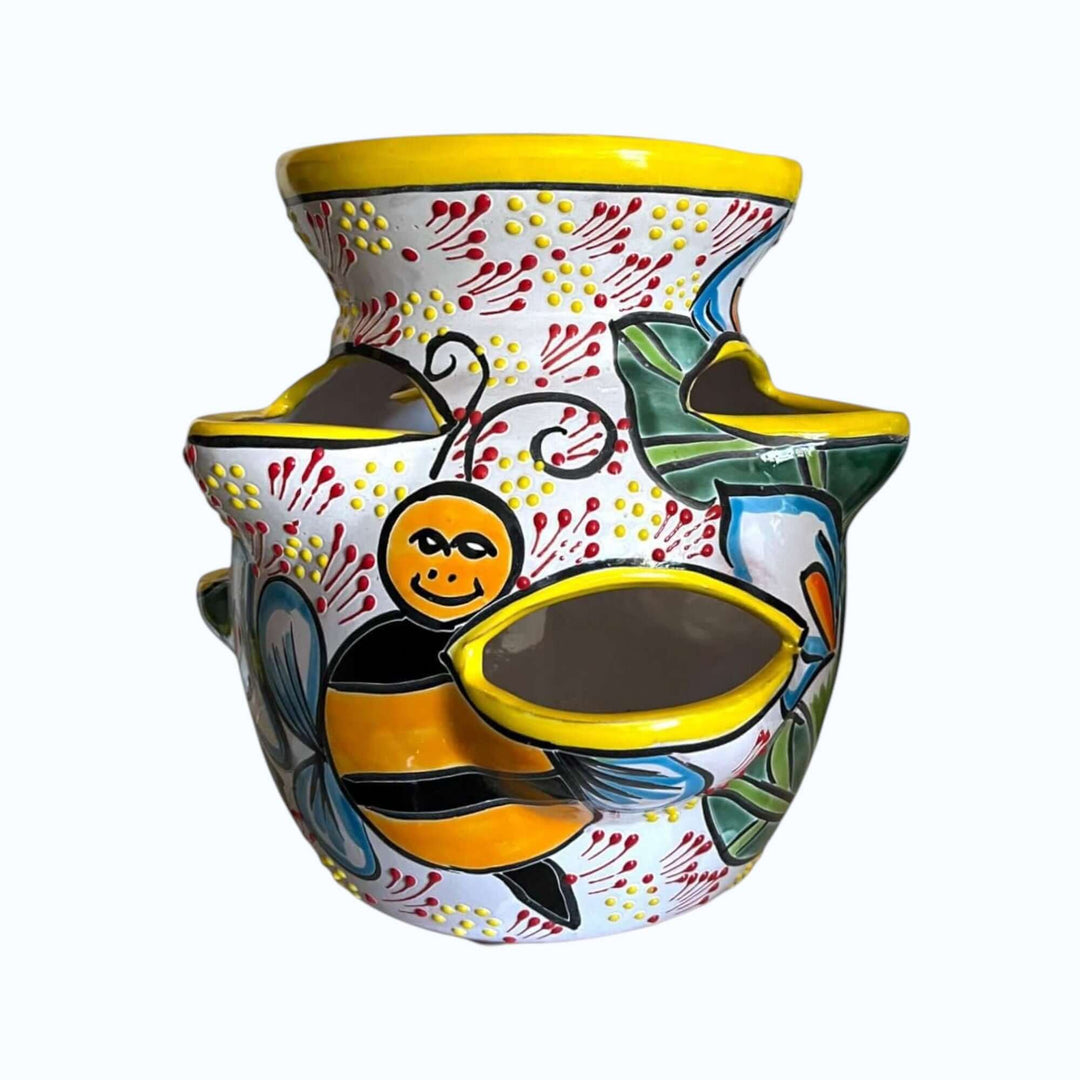 Handmade Talavera Strawberry Pot | Bumble Bee Garden Planter