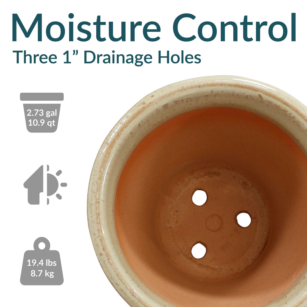 Round Glazed Ceramic Planter with Drainage