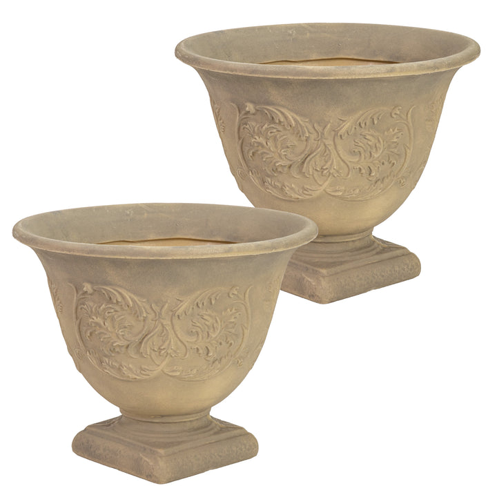 Darcy Polyresin Outdoor Pedestal Planter Urn - 16"