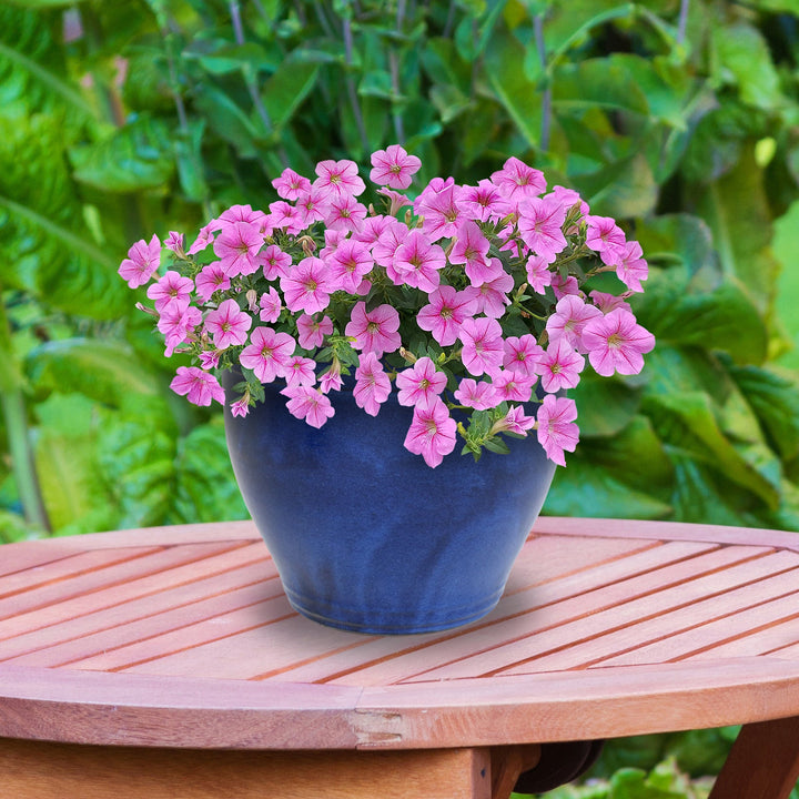 Round Glazed Ceramic Planter with Drainage