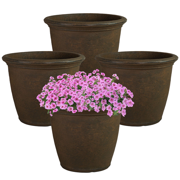 Anjelica Polyresin Large Round Outdoor Planter