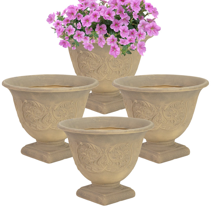 Darcy Polyresin Outdoor Pedestal Planter Urn - 16"