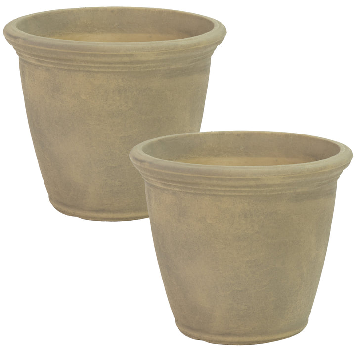 Anjelica Polyresin Large Round Outdoor Planter