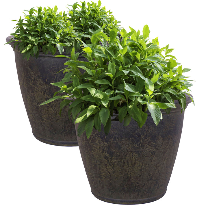 Anjelica Polyresin Large Round Outdoor Planter