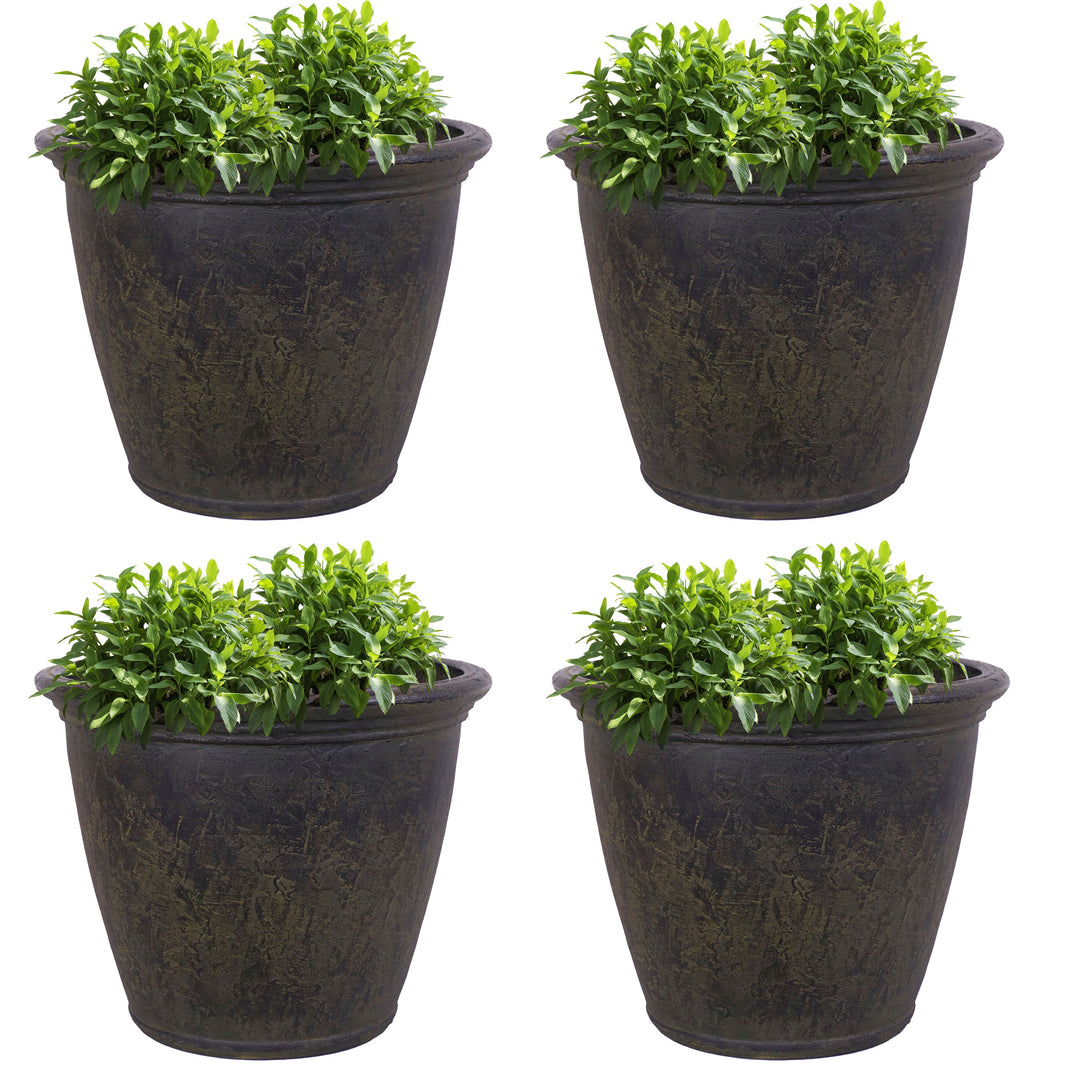 Anjelica Polyresin Large Round Outdoor Planter