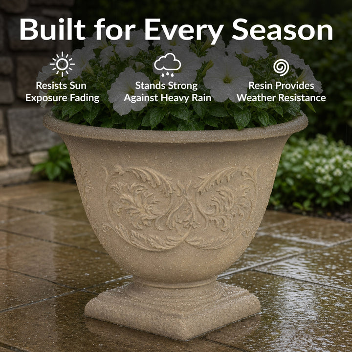 Darcy Polyresin Outdoor Pedestal Planter Urn - 16"