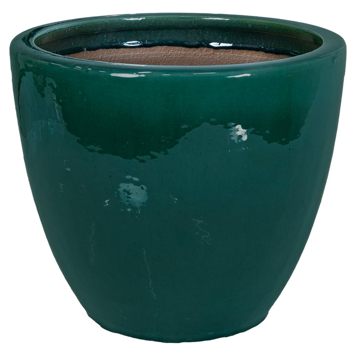 Round Glazed Ceramic Planter with Drainage