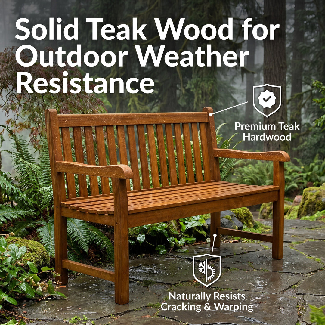 2-Person Teak Patio Bench for Outside