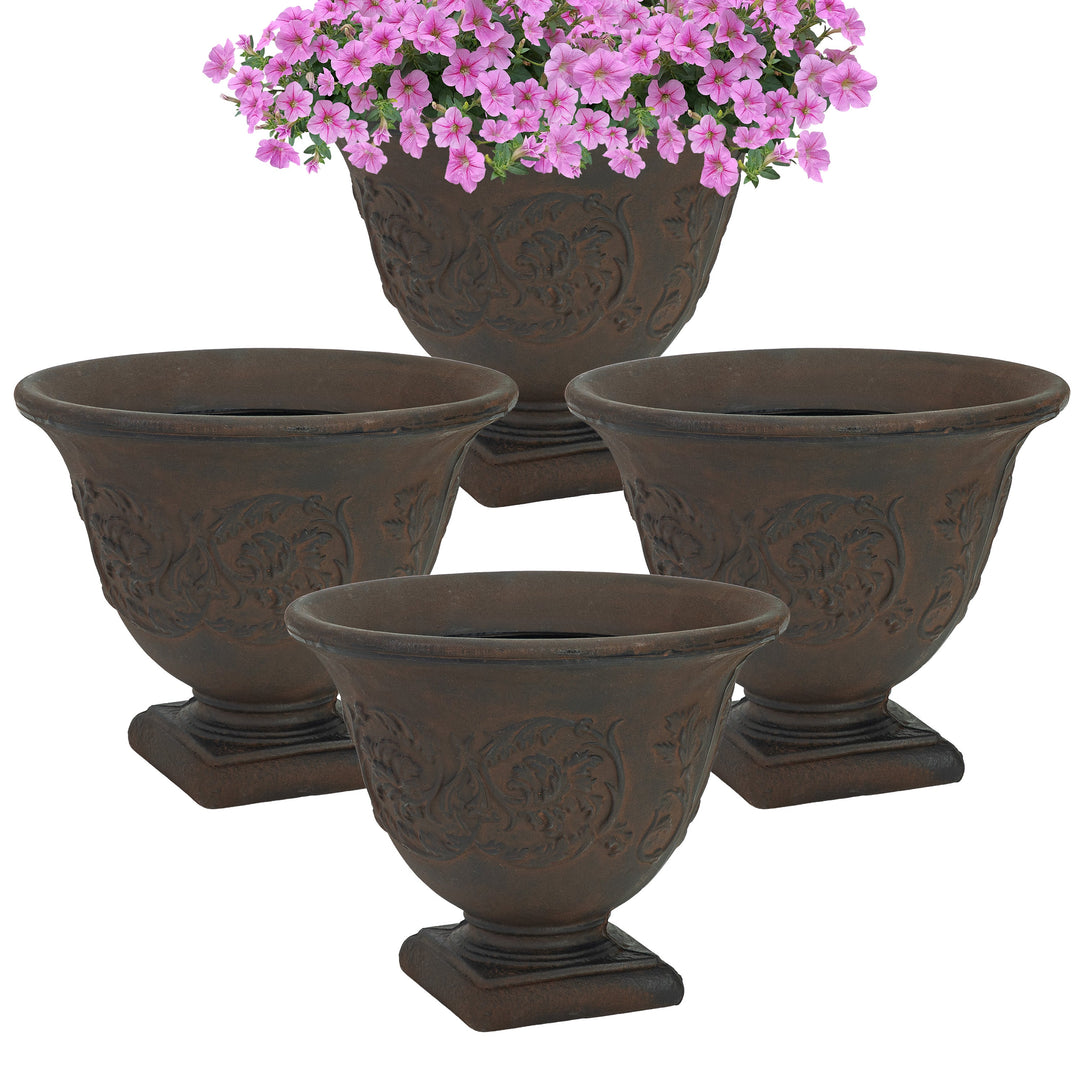 Darcy Polyresin Outdoor Pedestal Planter Urn - 16"