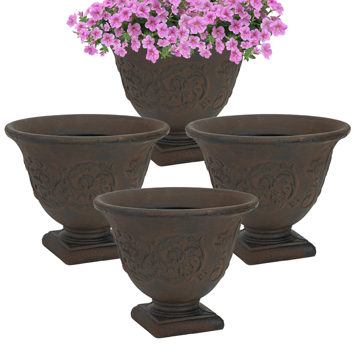 Darcy Polyresin Outdoor Pedestal Planter Urn - 16"