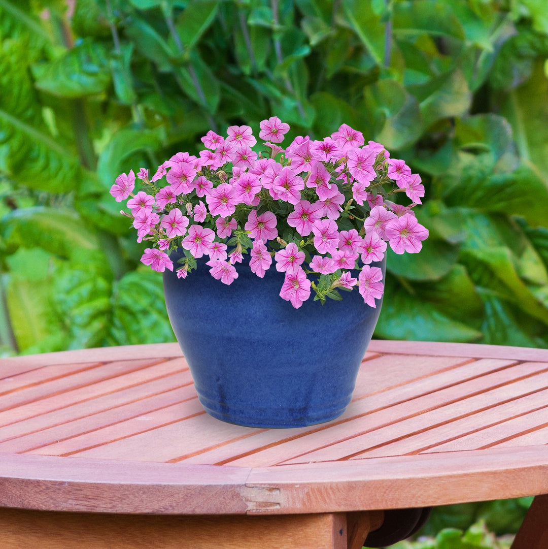 Round Glazed Ceramic Planter with Drainage