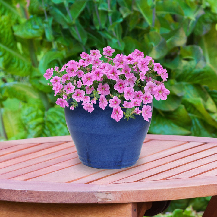 Round Glazed Ceramic Planter with Drainage