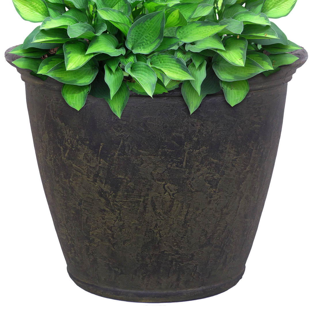Anjelica Polyresin Large Round Outdoor Planter