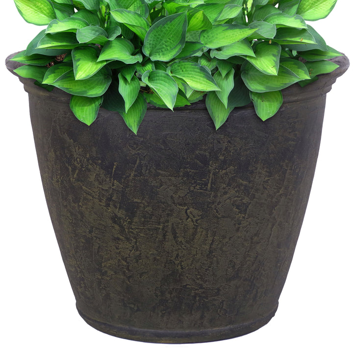 Anjelica Polyresin Large Round Outdoor Planter