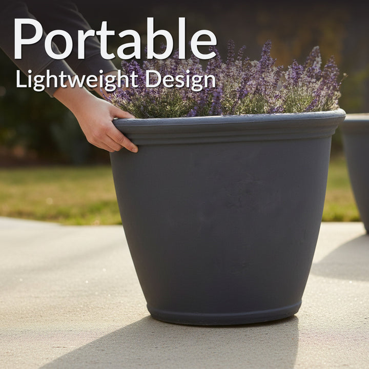 Anjelica Polyresin Large Round Outdoor Planter
