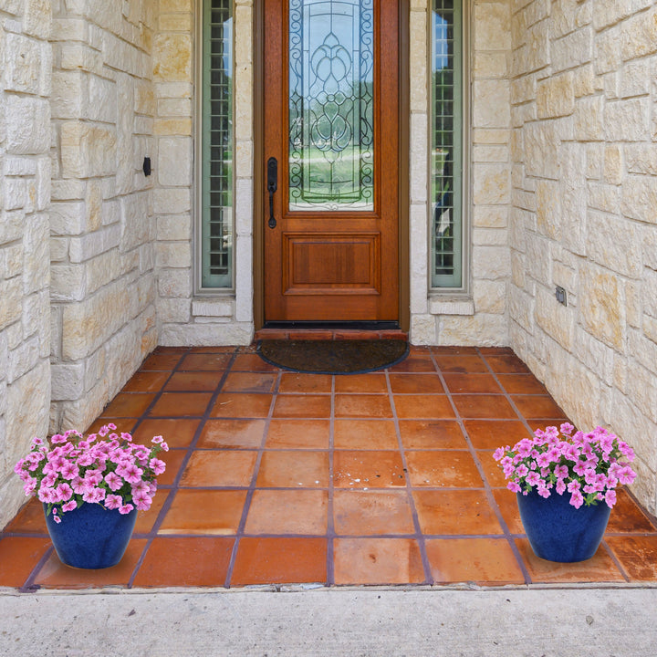 Glazed Ceramic Planter with Drainage Holes - Set of 2