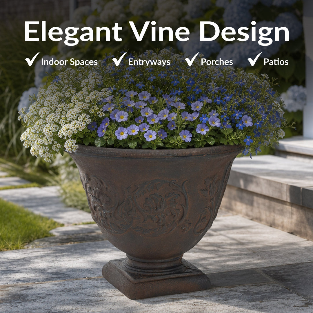 Darcy Polyresin Outdoor Pedestal Planter Urn - 16"